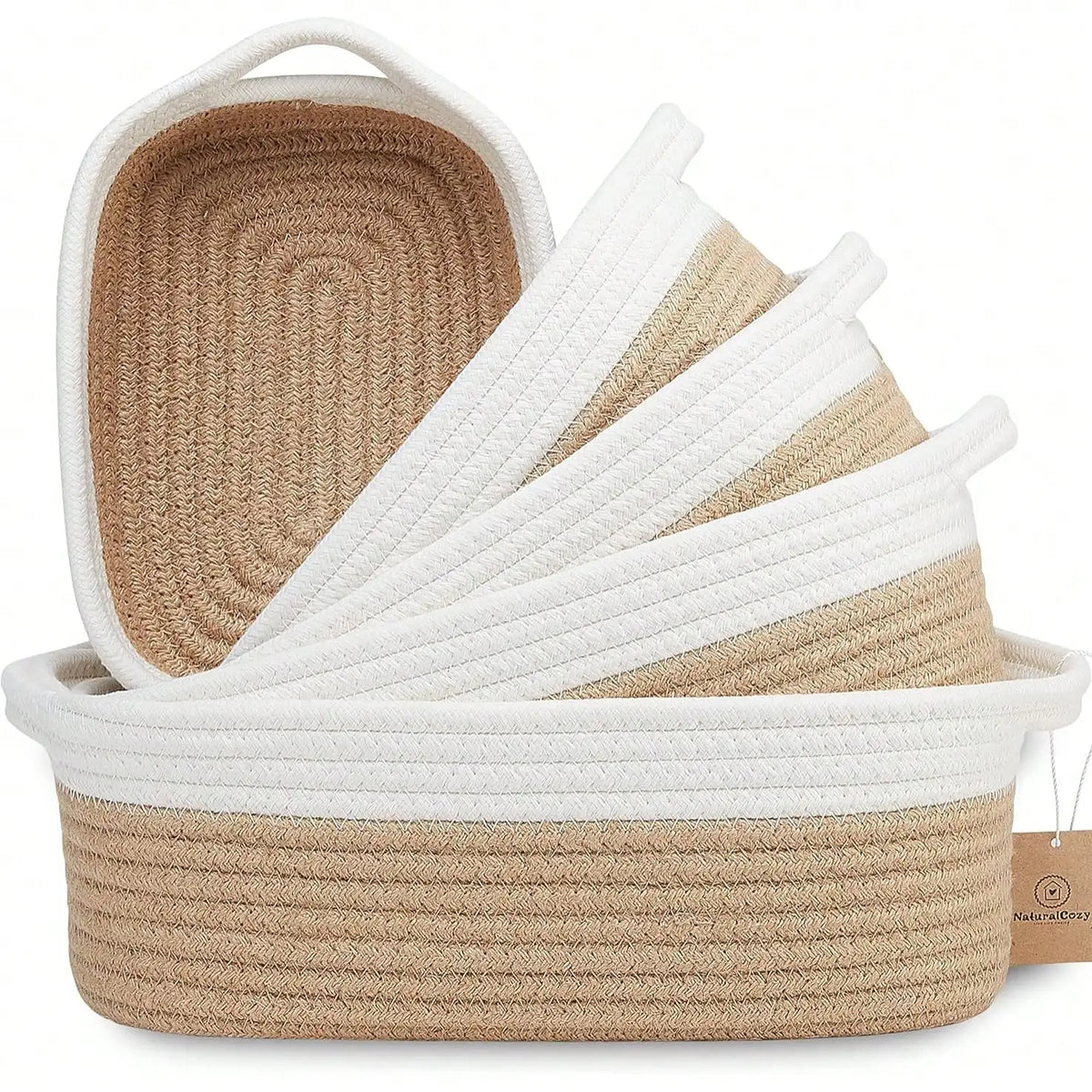 Natural Cotton Rope Storage Baskets Woven Home Decor Organizer Bins