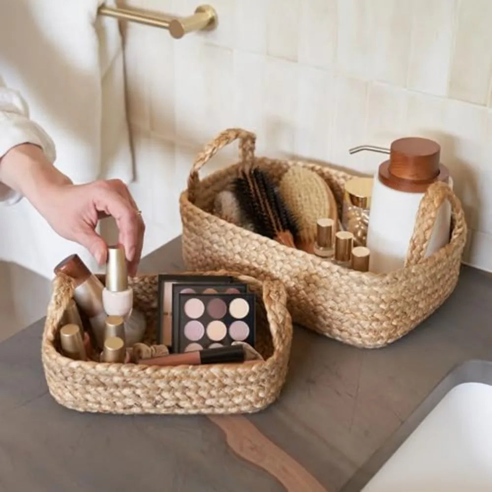Natural Jute Rope Storage Basket Set For Home Organization