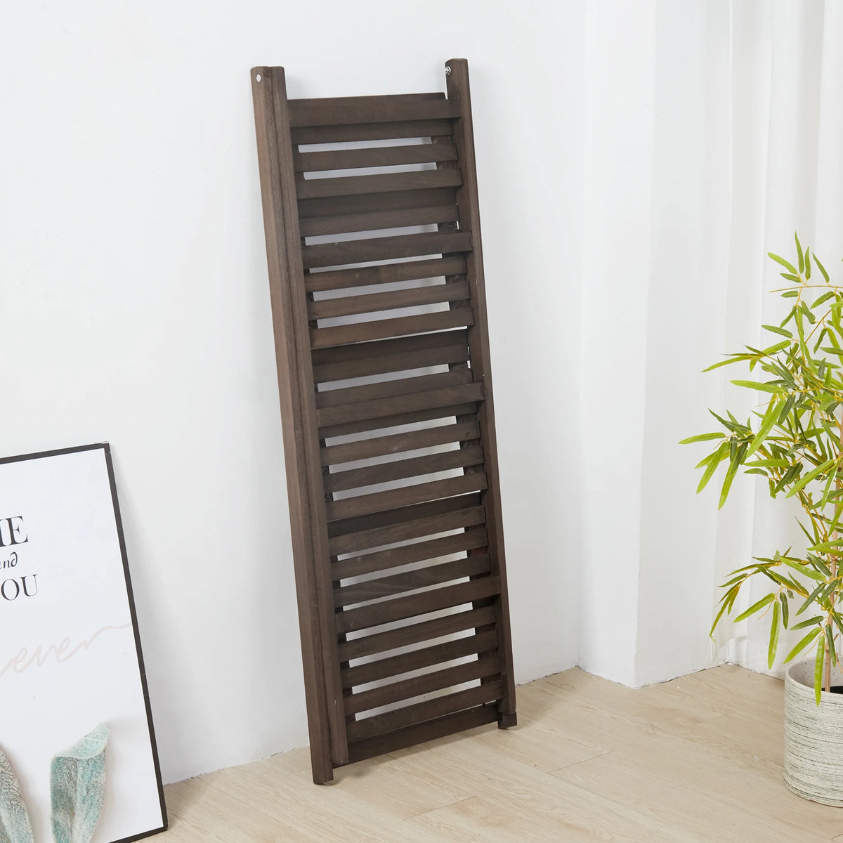 Eco Friendly Wood Folding Ladder Shelf Storage Rack Bookcase