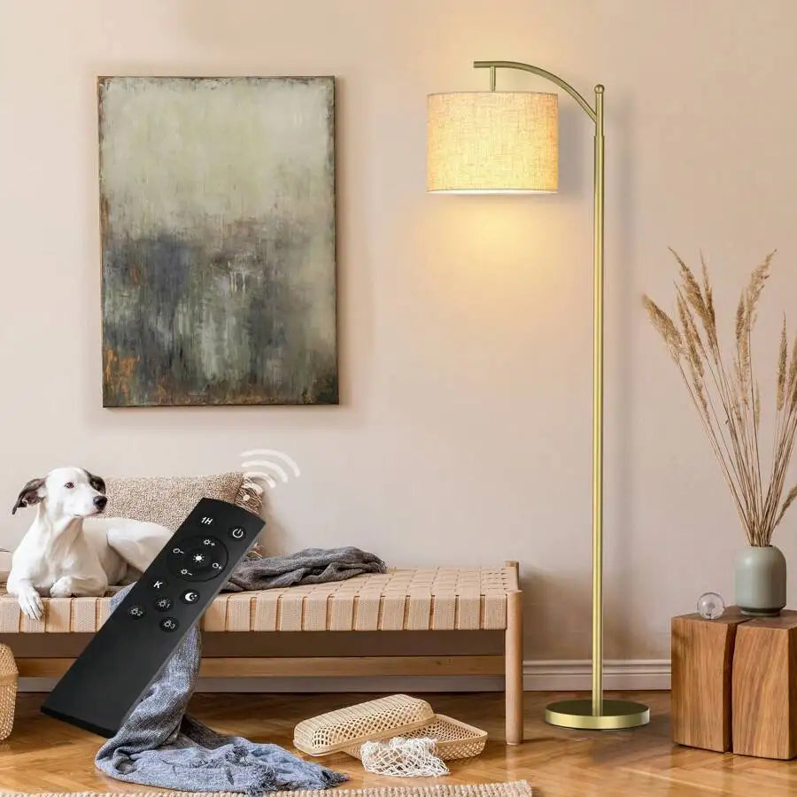 Contemporary Arched Floor Lamp With Remote Control And Included Bulb