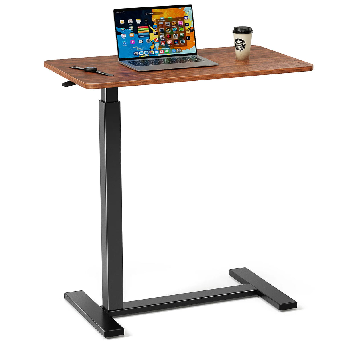 JHK Adjustable Height Overbed Bedside Table With Wheels
