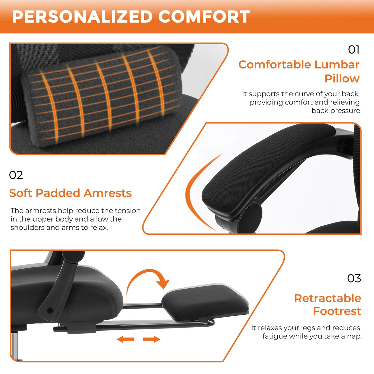 MCQ High Back Ergonomic Reclining Office Chair With Lumbar Support