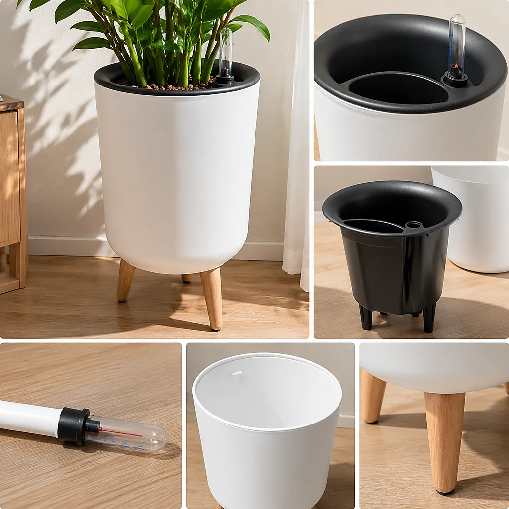 Modern Self Watering Elevated Planter With Clear Water Level Indicator