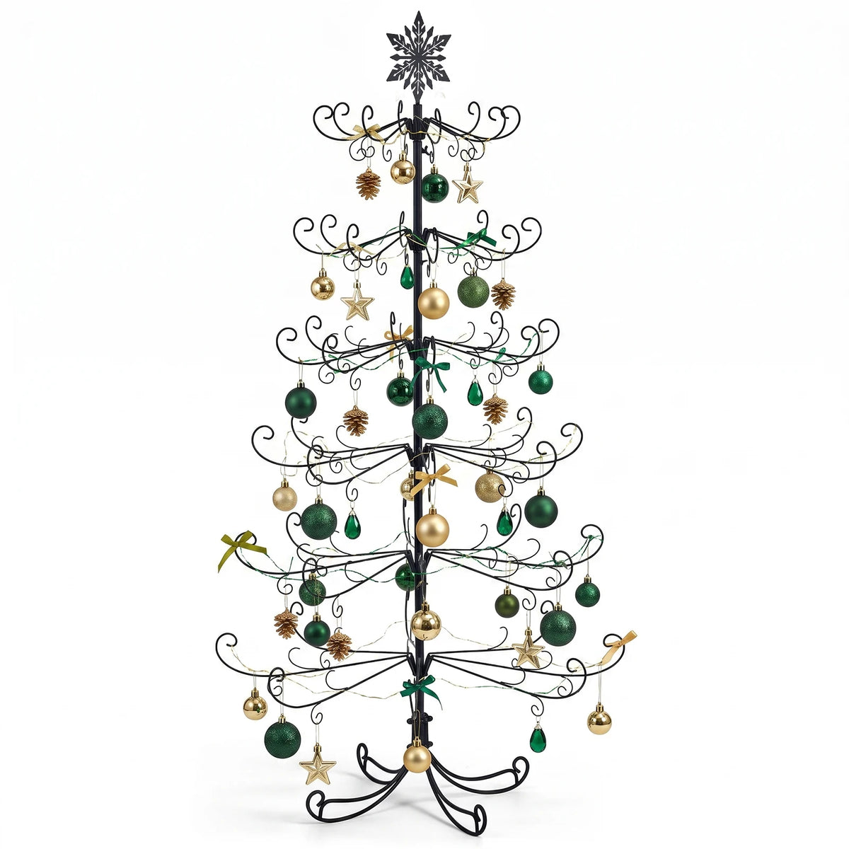 Wrought Iron Christmas Tree With Snowflake Top Display Ornament