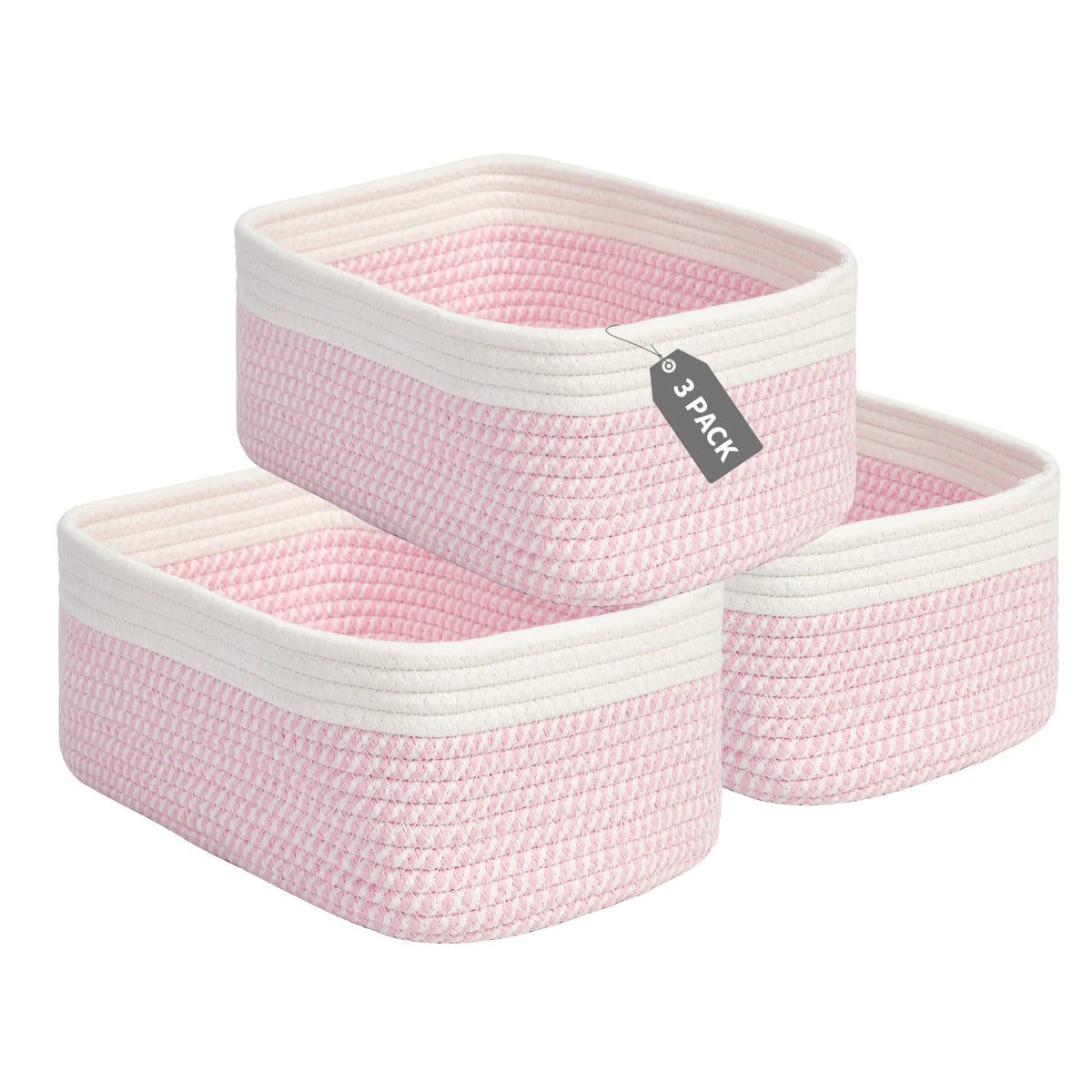 HiMISS Cotton Rope Woven Rectangular Organizer Storage Bins