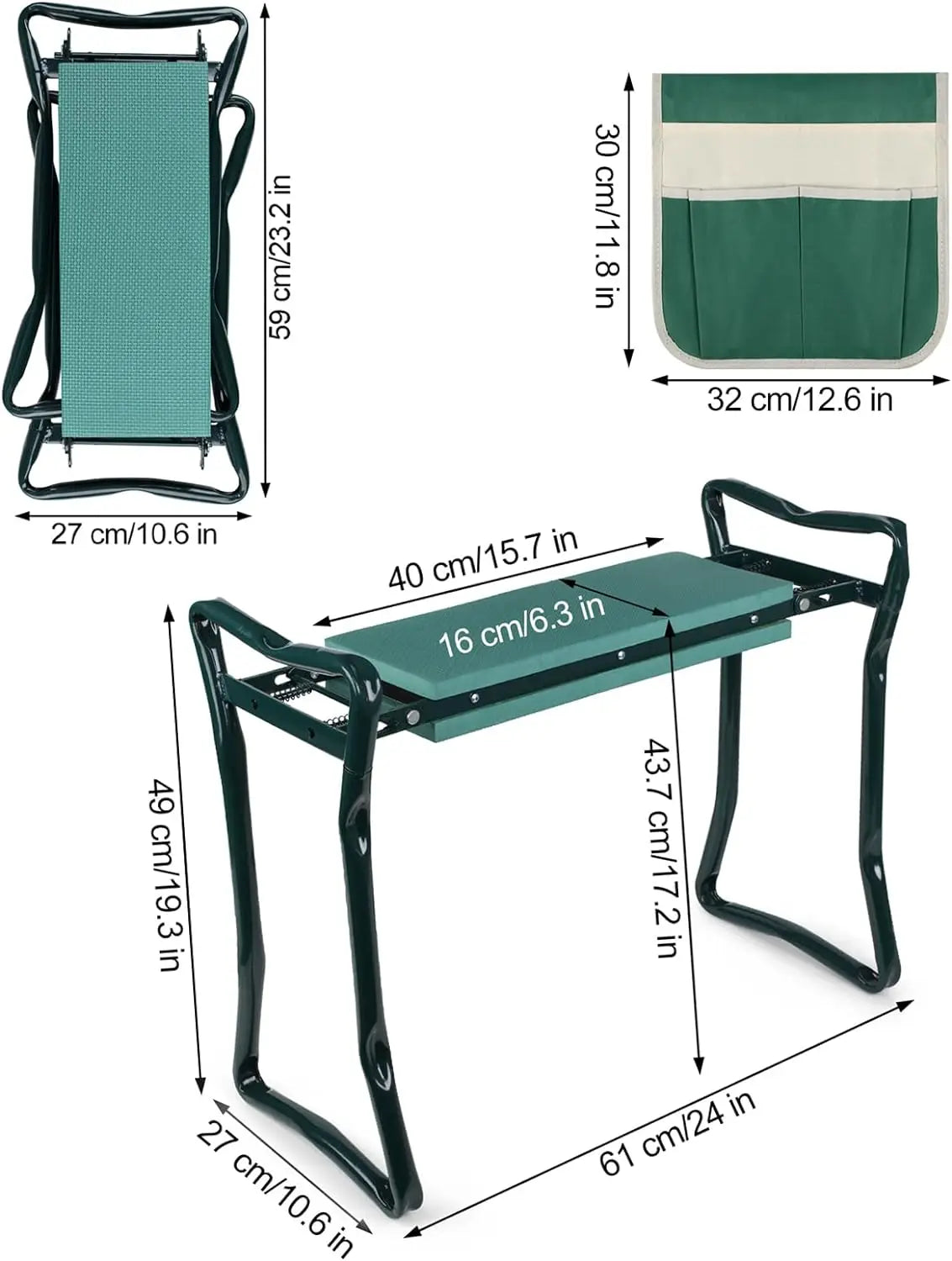 Foldable Garden Kneeler Seat With Durable Foam Cushion