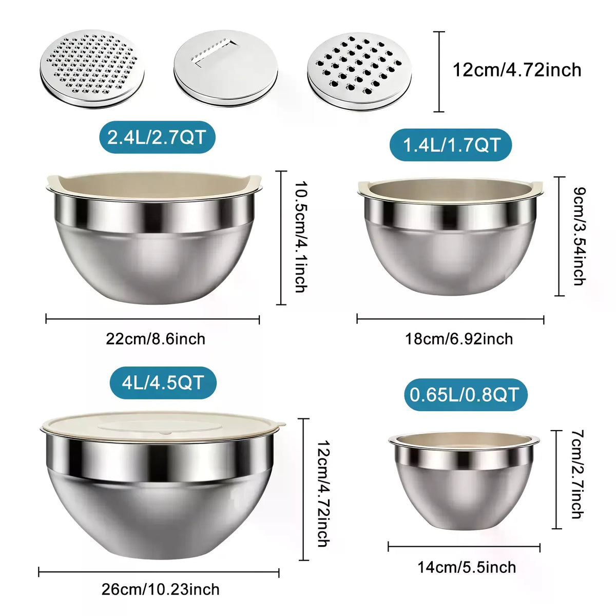 Stainless Steel Mixing Bowl Set With Lids And Attachments