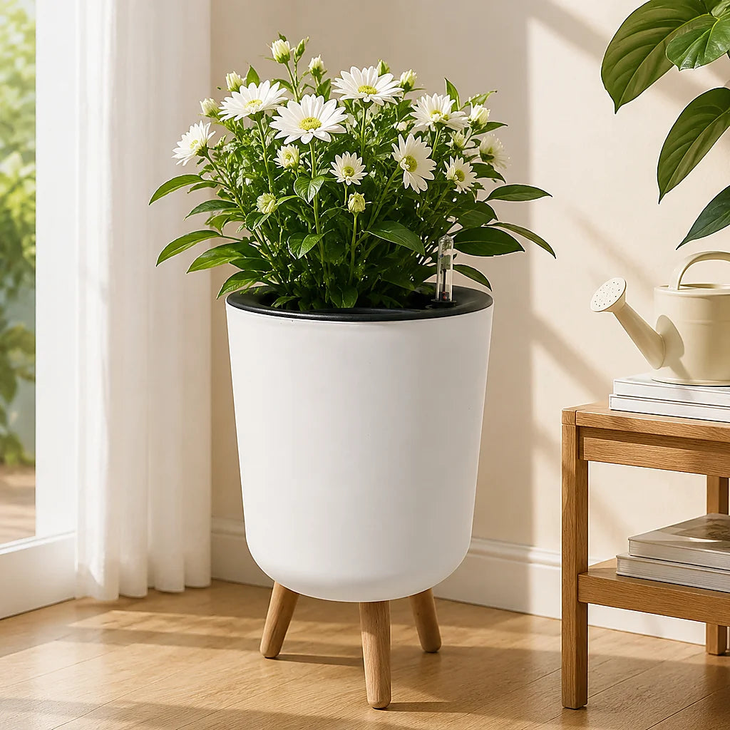 Modern Self Watering Elevated Planter With Clear Water Level Indicator