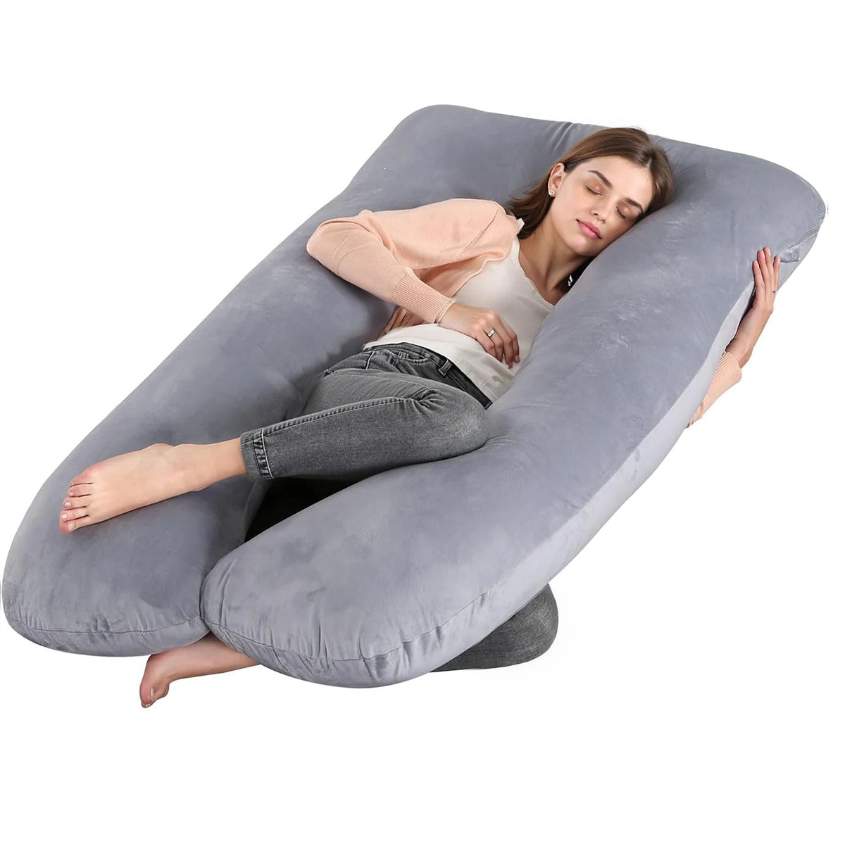Premium G Shaped Full Body Maternity Pillow With Memory Foam