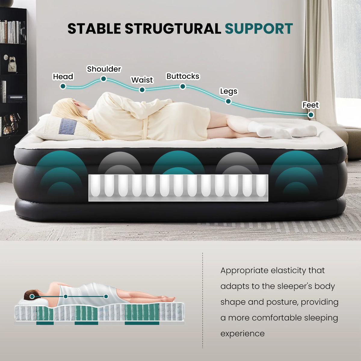 JHK High Profile Air Mattress With Comfort Flocking Top
