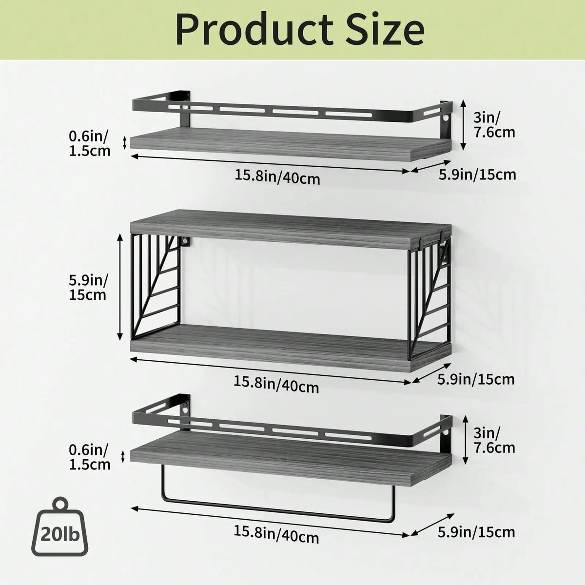 Wooden Wall Mounted Bathroom Floating Shelves With Towel Bar Bracket