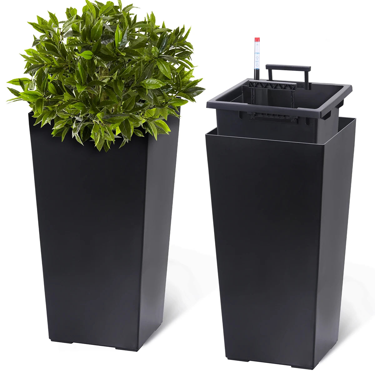 Twister.Ck Rectangular Planters With Drainage And Water Monitor