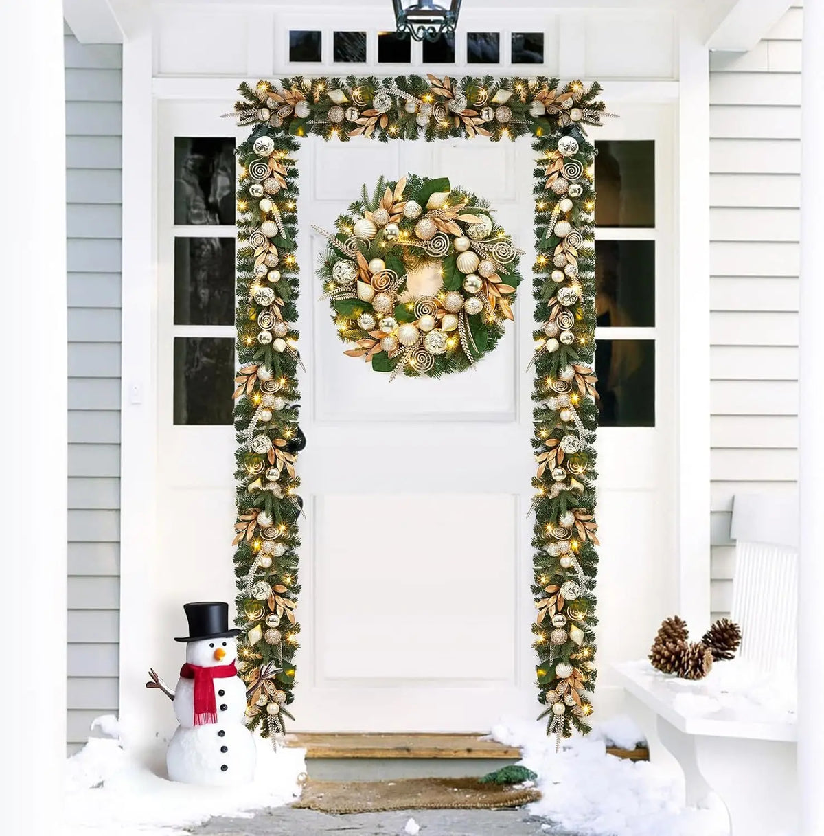 Garvee Artificial Christmas Wreath Pre Lit With Led Lights Ornaments
