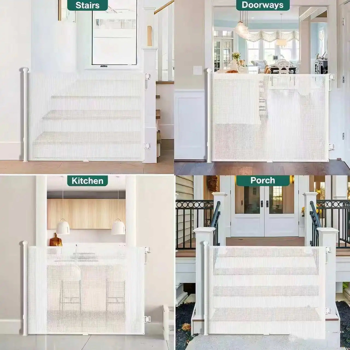 Booteely Retractable Pet Gate With Double Lock Mesh Safety Barrier