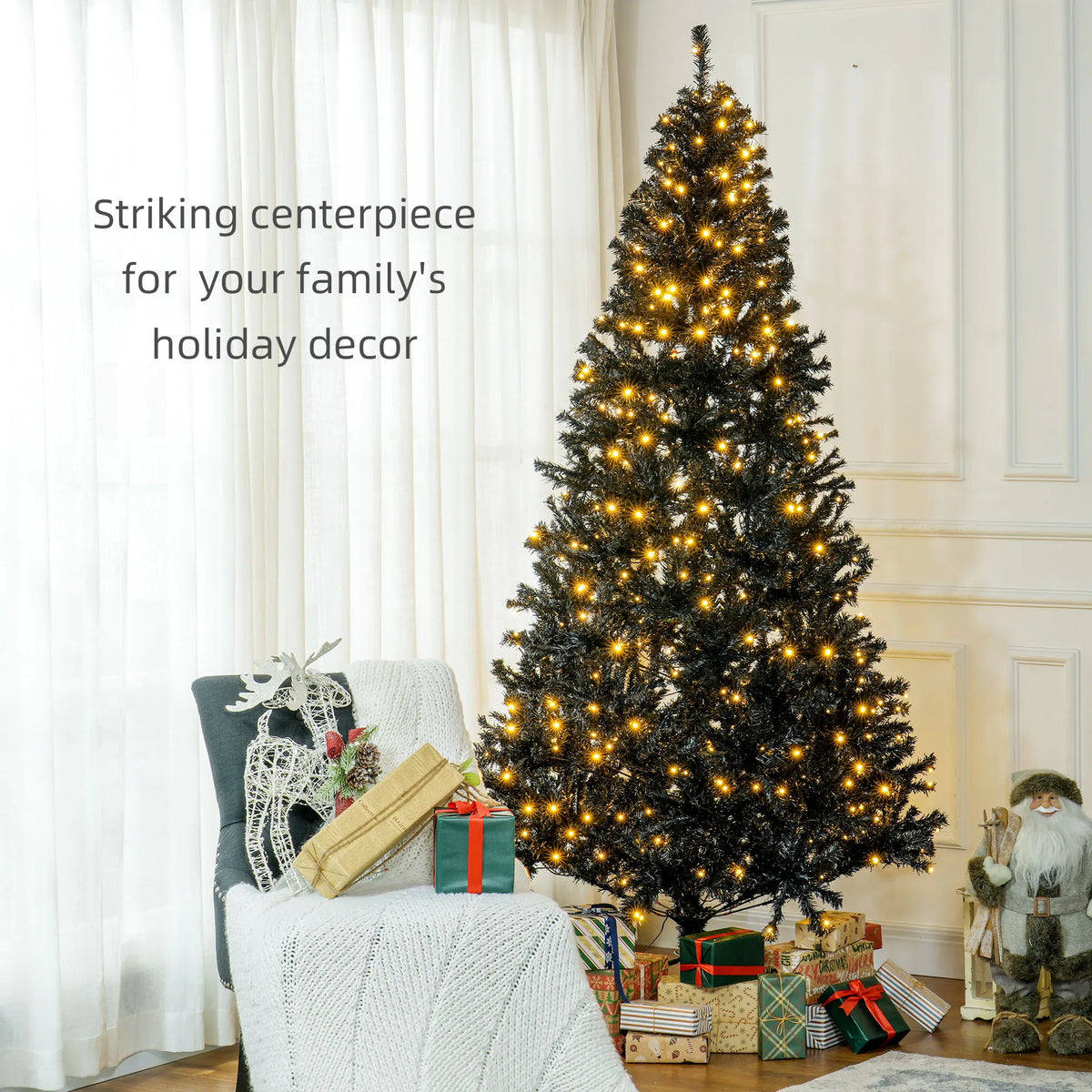 HOMCOM Prelit Artificial Christmas Tree With Sturdy Metal Stand