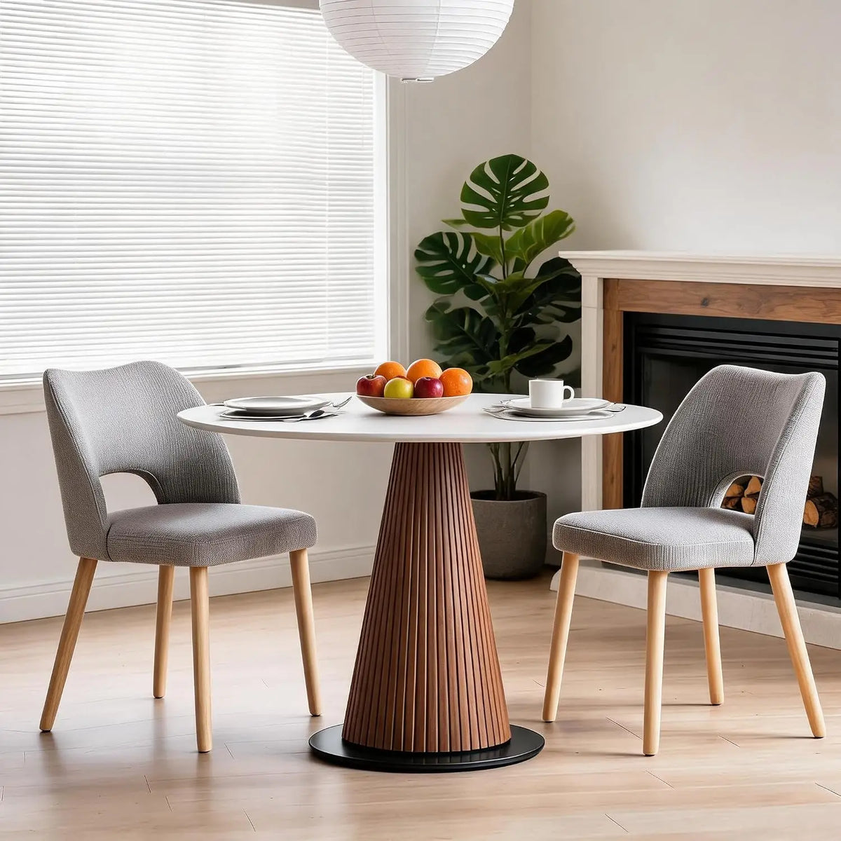 HiMiss Modern Upholstered Dining Chairs With Wooden Legs