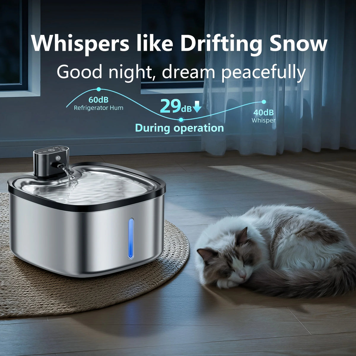 Eramong Wireless Cat Water Fountain Featuring Smart Motion Sensor