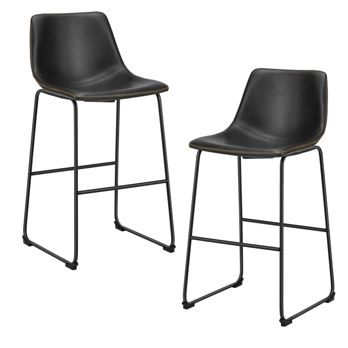 JHK Modern Counter Height Bar Stools With Faux Leather Seats