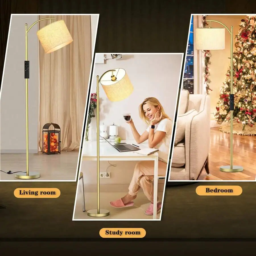 Contemporary Arched Floor Lamp With Remote Control And Included Bulb