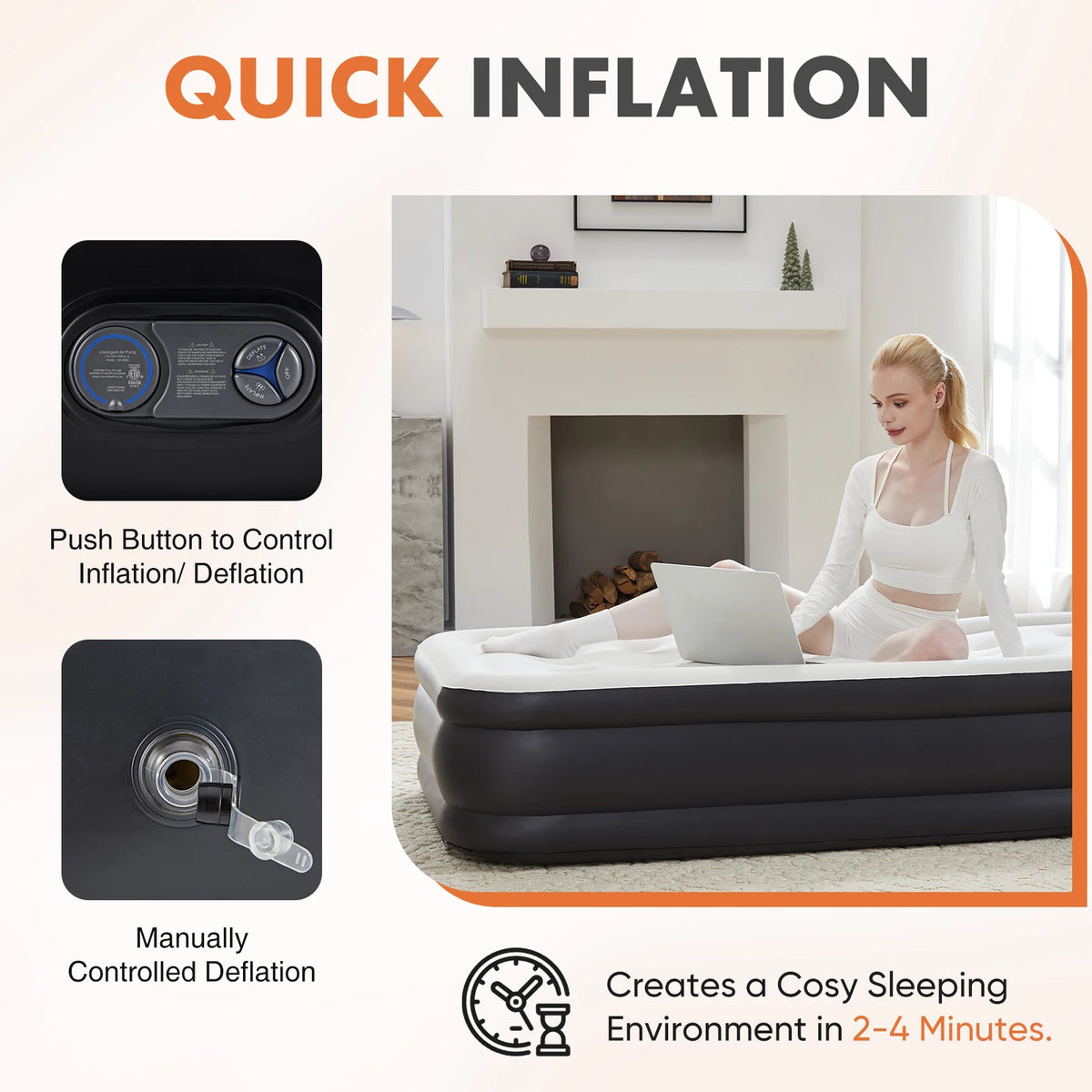MCQ Inflatable Air Mattress With Built Pump And Reliable Support