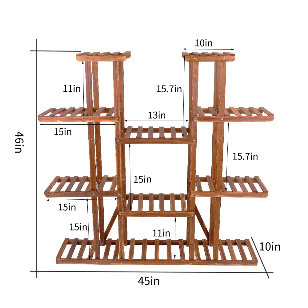 11 Tier Wood Plant Stand Display Rack For Home Decor