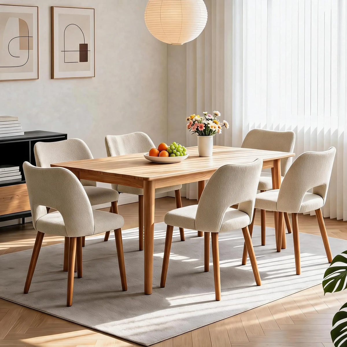 HiMiss Modern Upholstered Dining Chairs With Wooden Legs