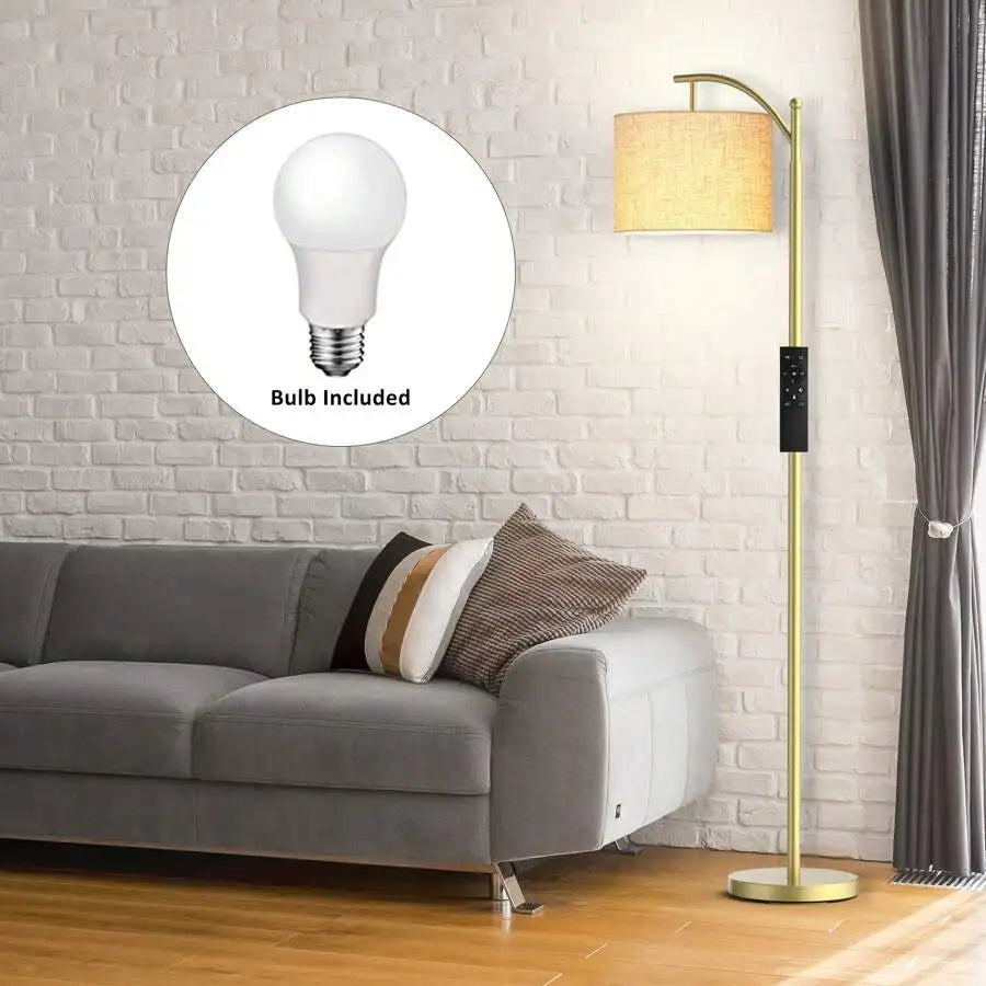 Contemporary Arched Floor Lamp With Remote Control And Included Bulb