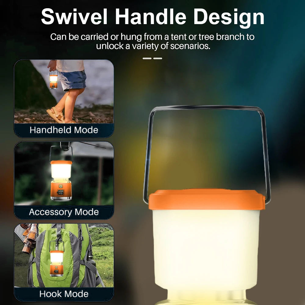 Waterproof Portable LED Camping Lantern With Rechargeable Power Bank