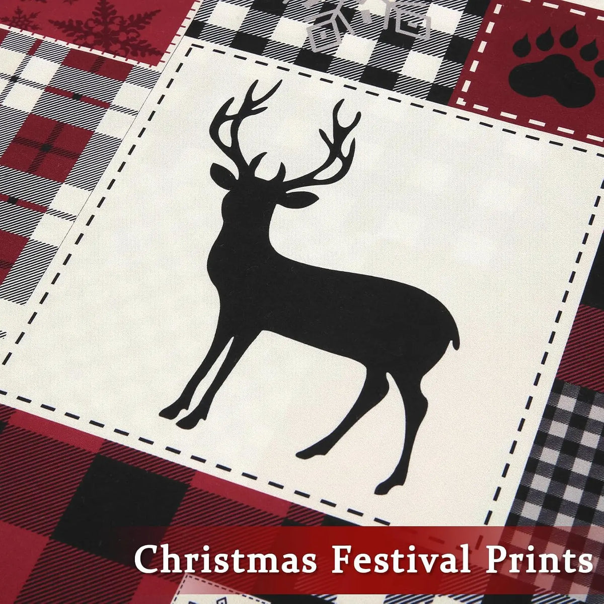 Three Piece Christmas Reversible Plaid Duvet Cover With Shams