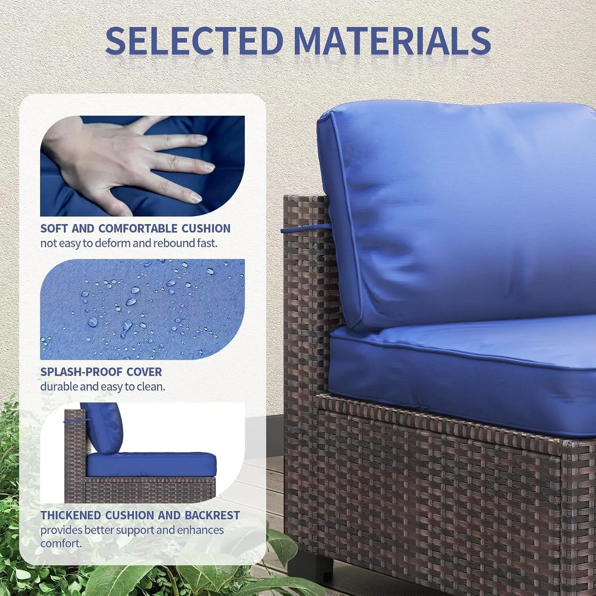 HiMiss Seven Piece Modular Outdoor PE Rattan Sectional Sofa Set