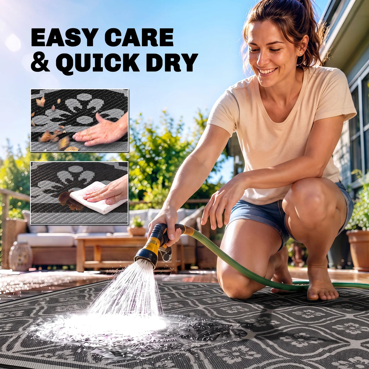 Modern Geometric Outdoor Polypropylene Area Rug For Patios And Gardens
