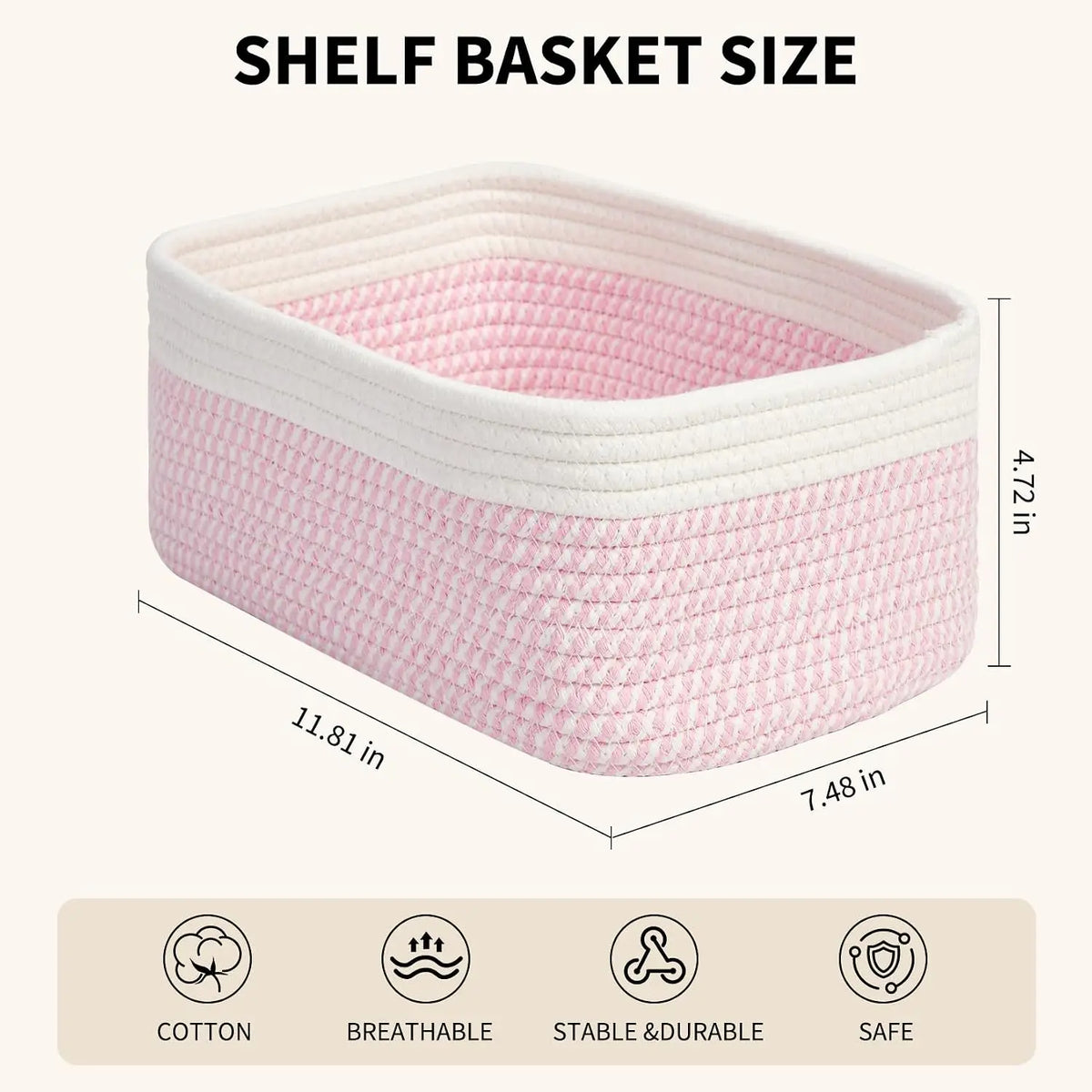 Garvee Soft Cotton Rope Woven Rectangular Storage Basket Set