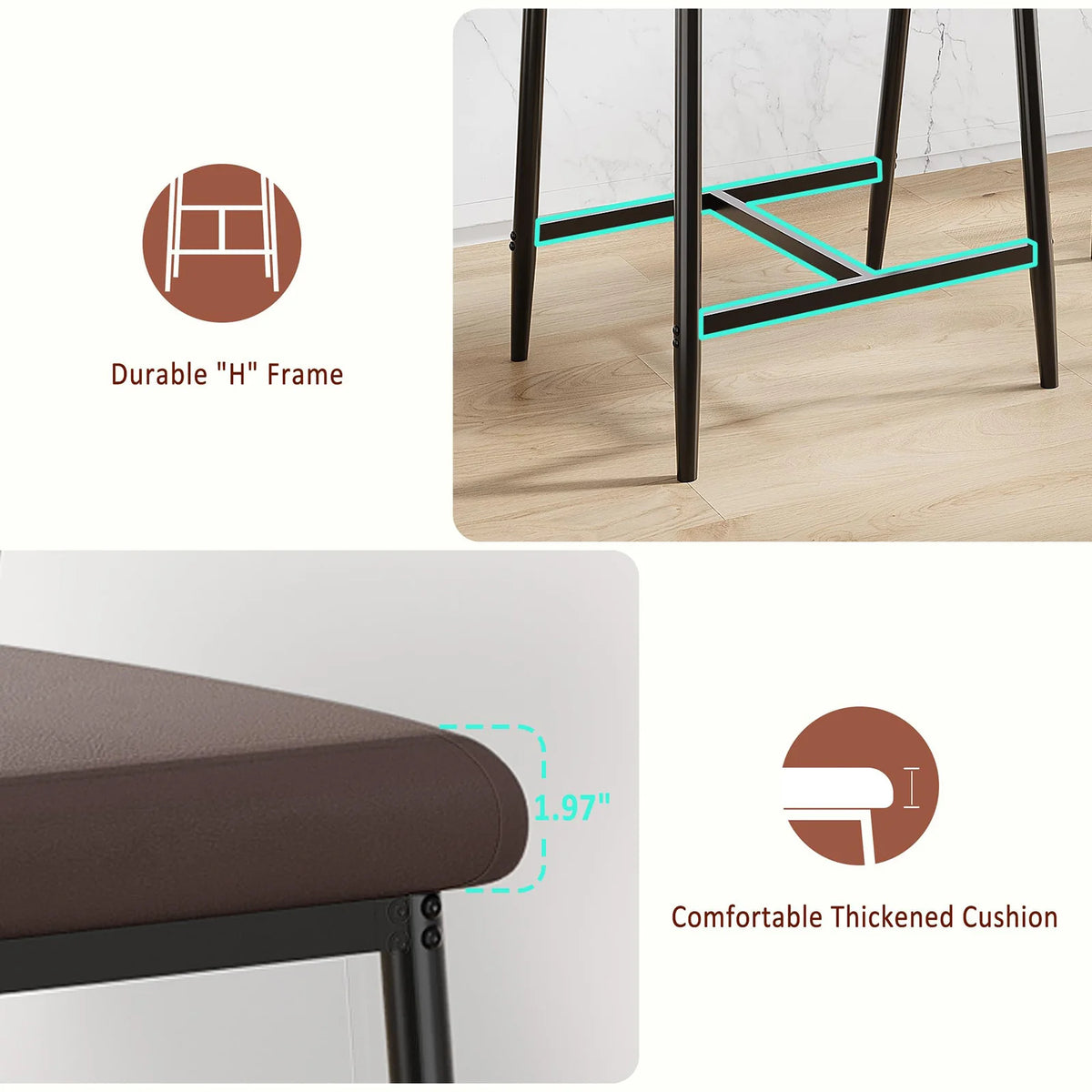 HiMISS Counter Height Bar Stools Set With Arms And Footrest