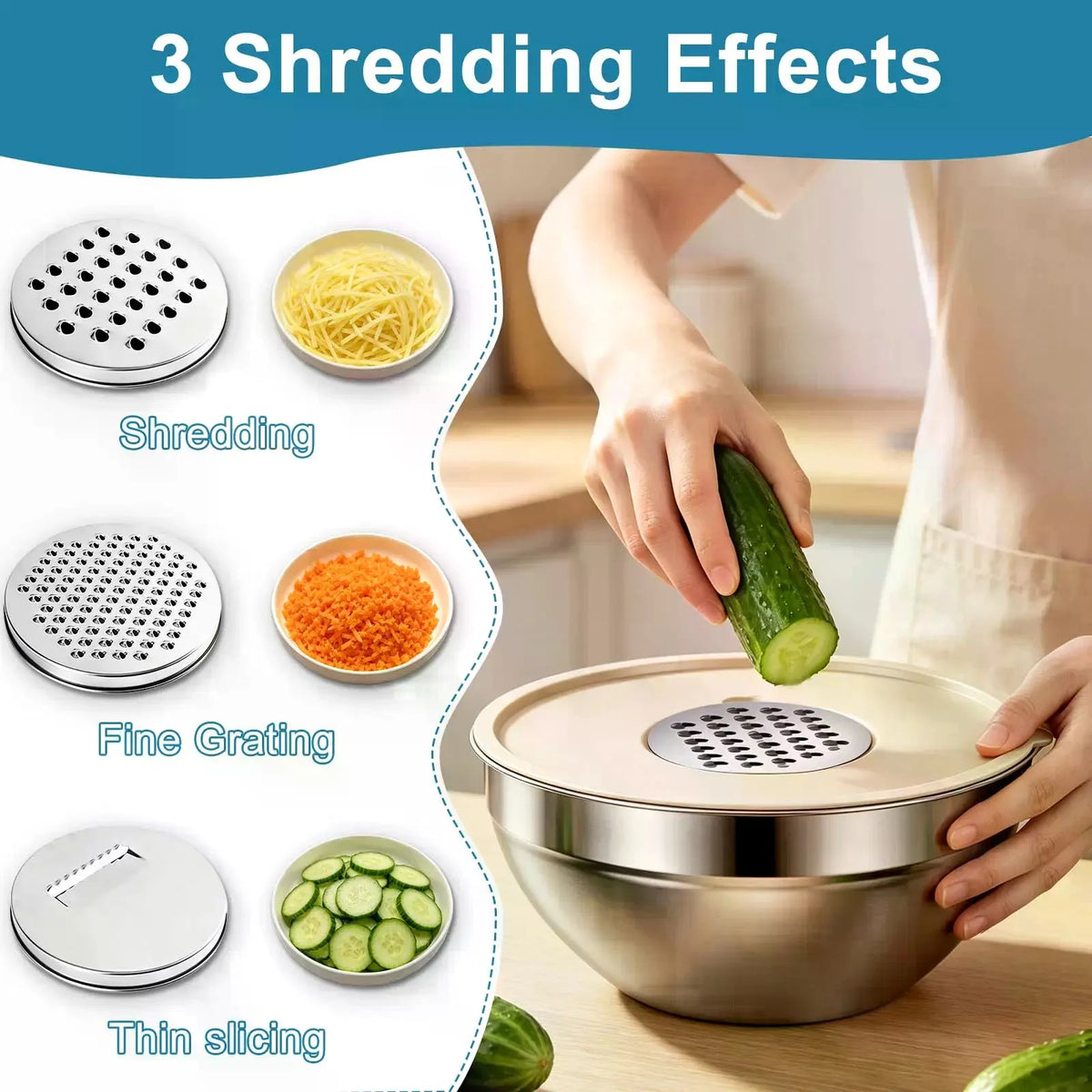 Stainless Steel Mixing Bowl Set With Lids And Attachments
