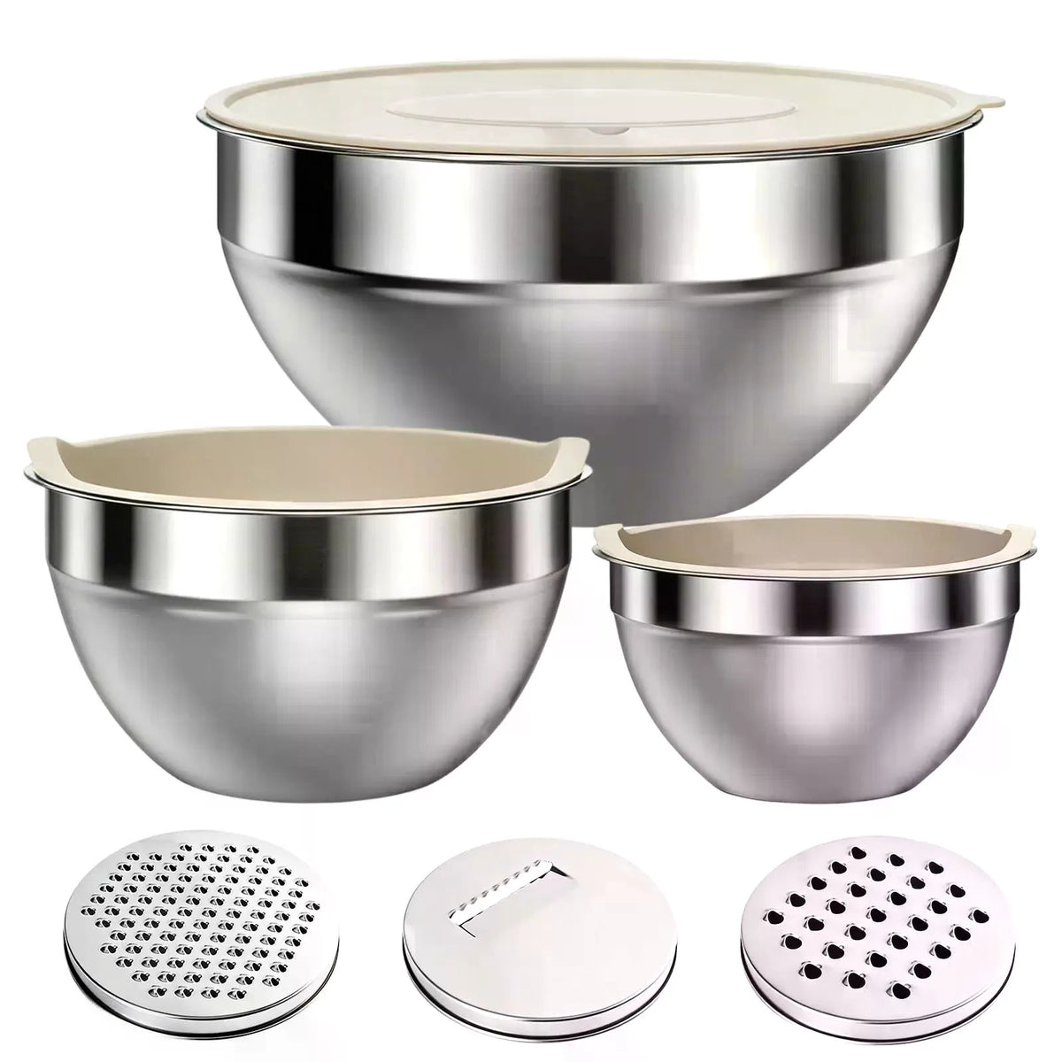 Stainless Steel Mixing Bowl Set With Lids And Attachments