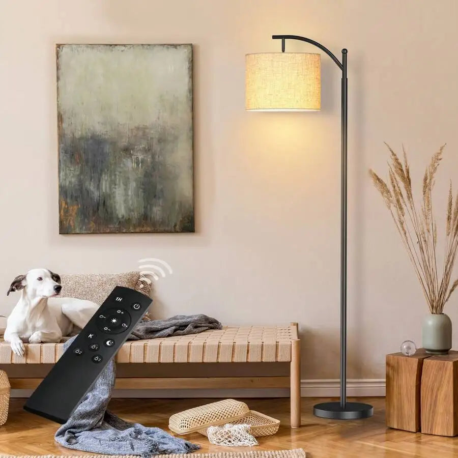 Contemporary Arched Floor Lamp With Remote Control And Included Bulb