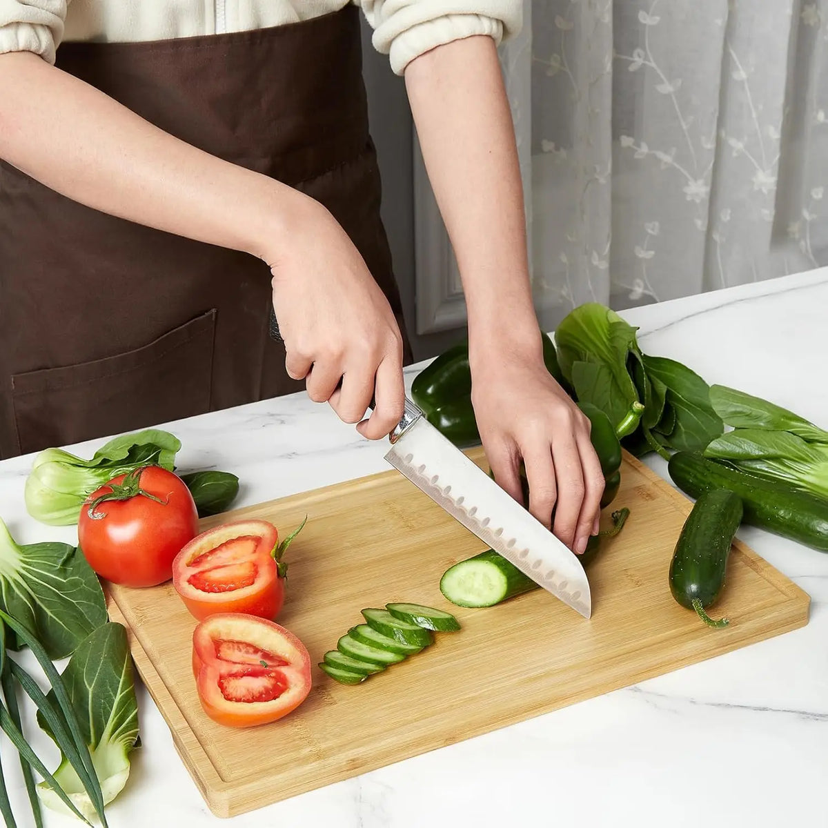 Three Piece Bamboo Cutting Board Set With Kitchen Stand
