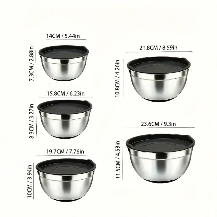Stackable Stainless Steel Mixing Bowls With Lids And Grater Attachments