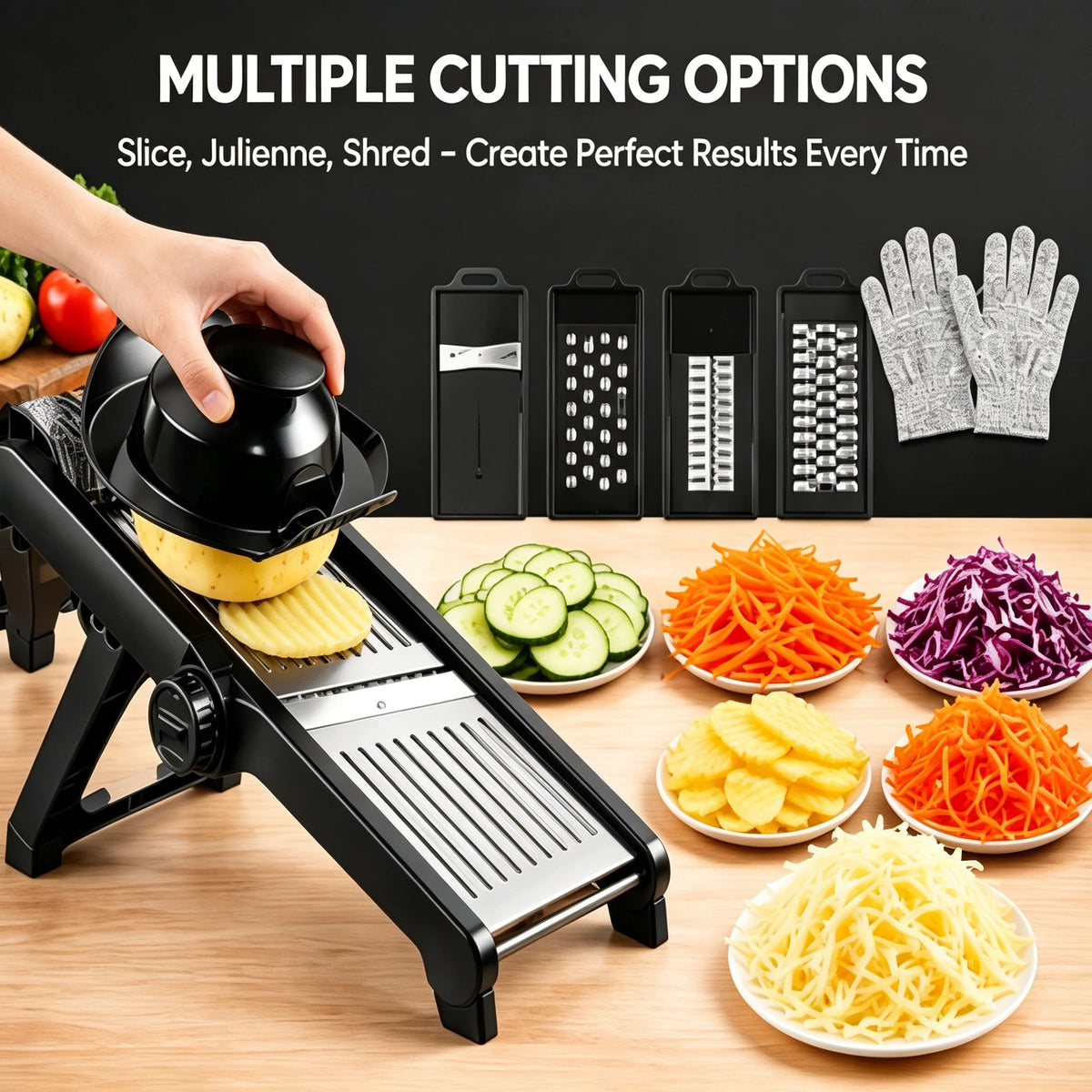 Upwork Adjustable Vegetable Mandoline Slicer With Safety Hand Guard