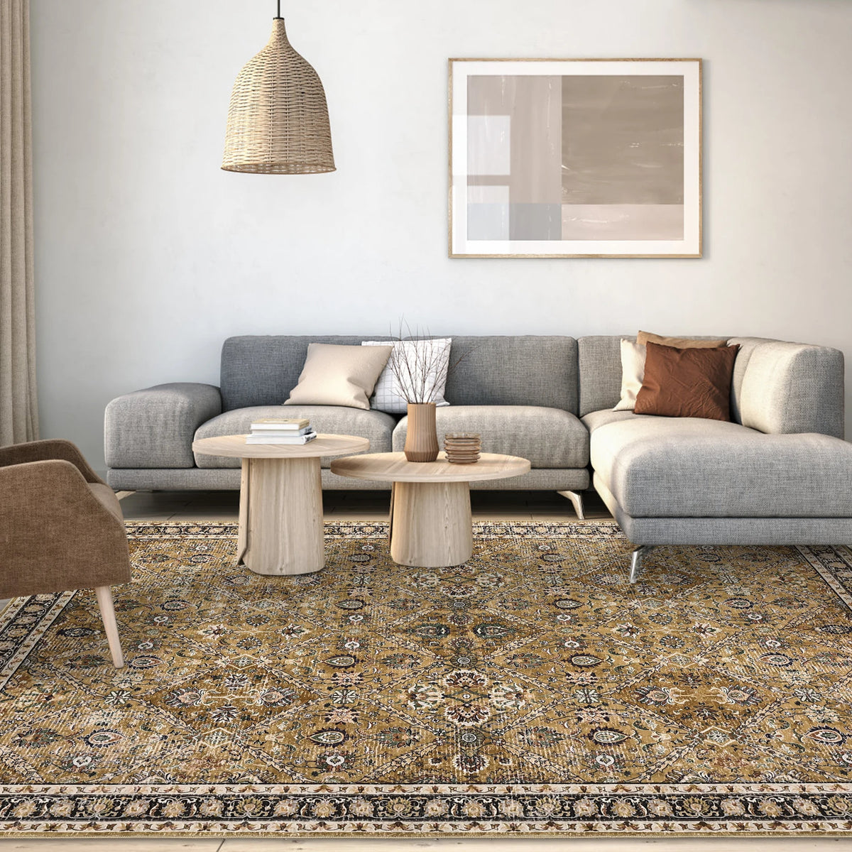 Machine Washable Moroccan Trellis Rug Non Slip Geometric Vintage Carpet