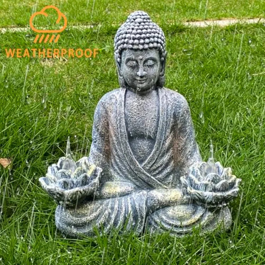 Solar Powered Flickering LED Buddha Statue For Home Decor