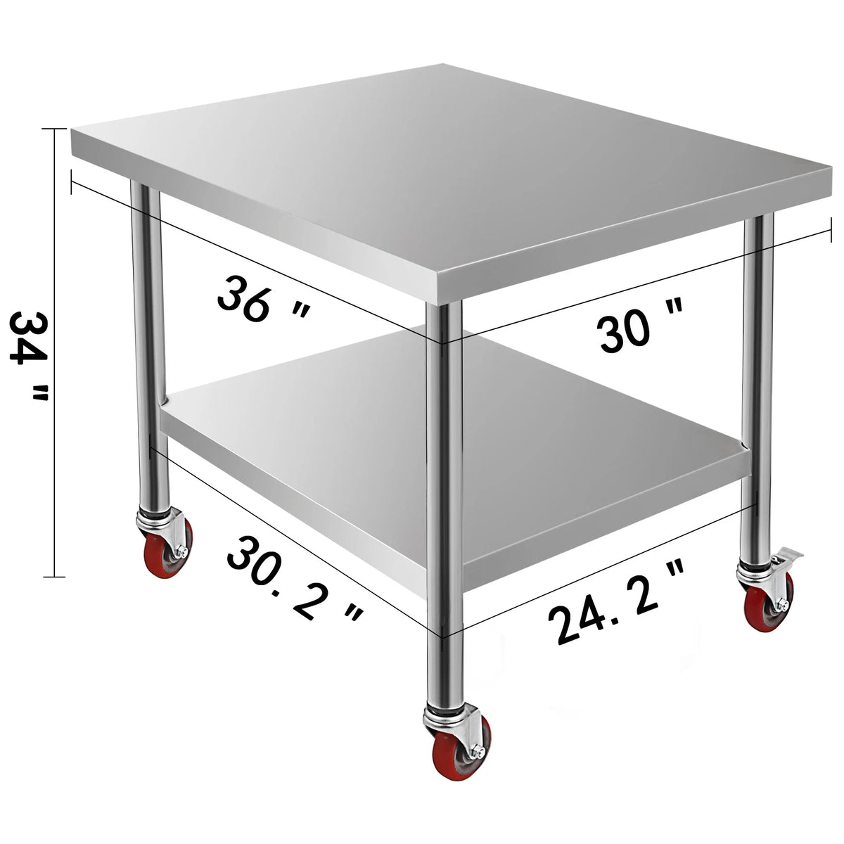 SucceBuy Stainless Steel Kitchen Prep Table With Casters And Rack