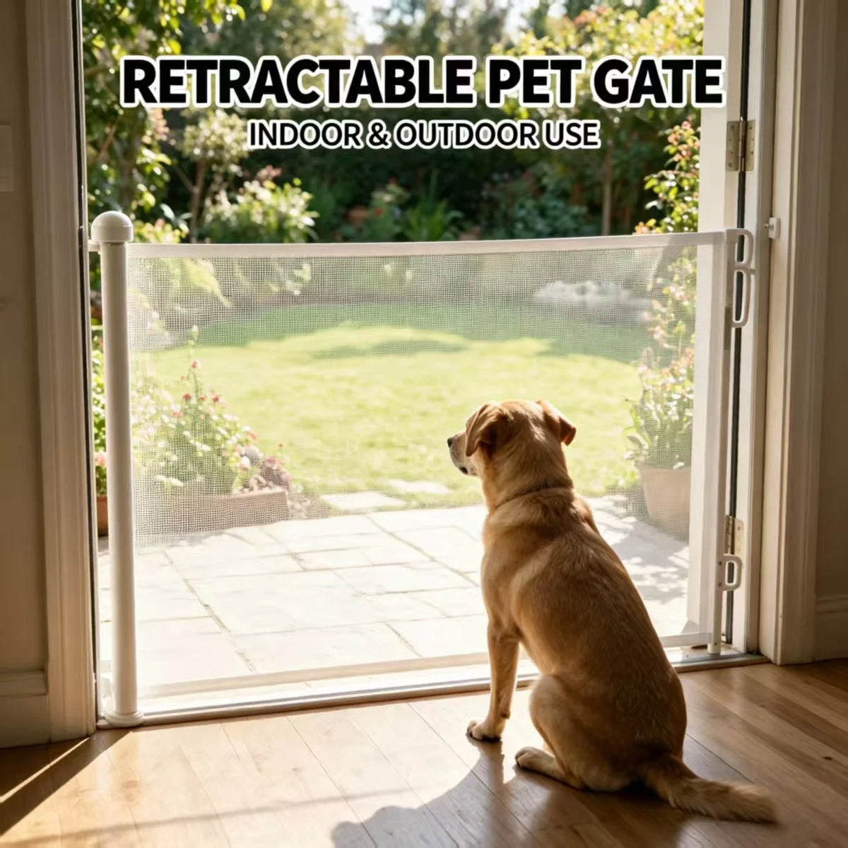 Booteely Retractable Pet Gate With Double Lock Mesh Safety Barrier