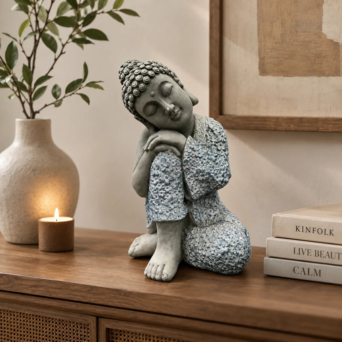 Sleeping Buddha Resin Garden Sculpture For Zen Decor Ornament