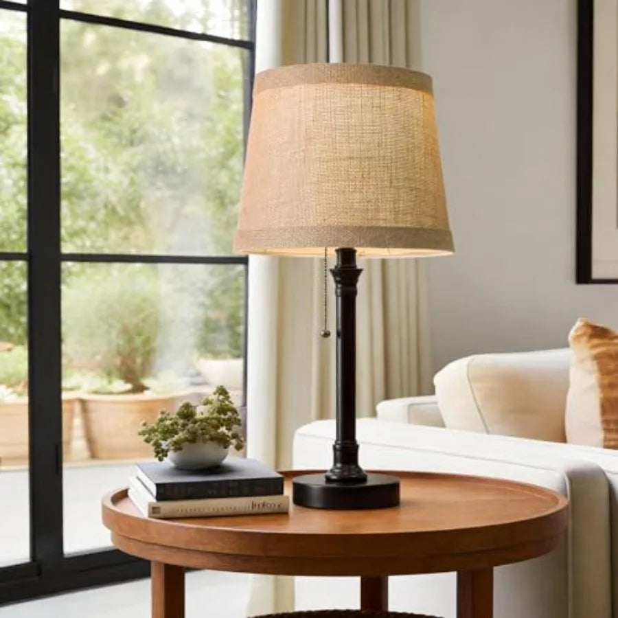 Farmhouse Table Lamps Set Of Two With Pull Chain Switches