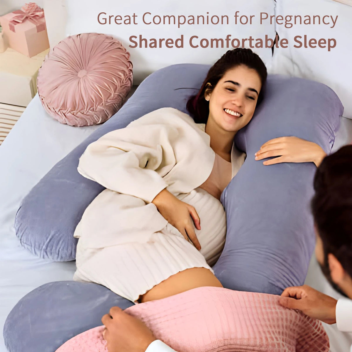 G Shape Full Body Maternity Pillow With Removable Cotton Cover