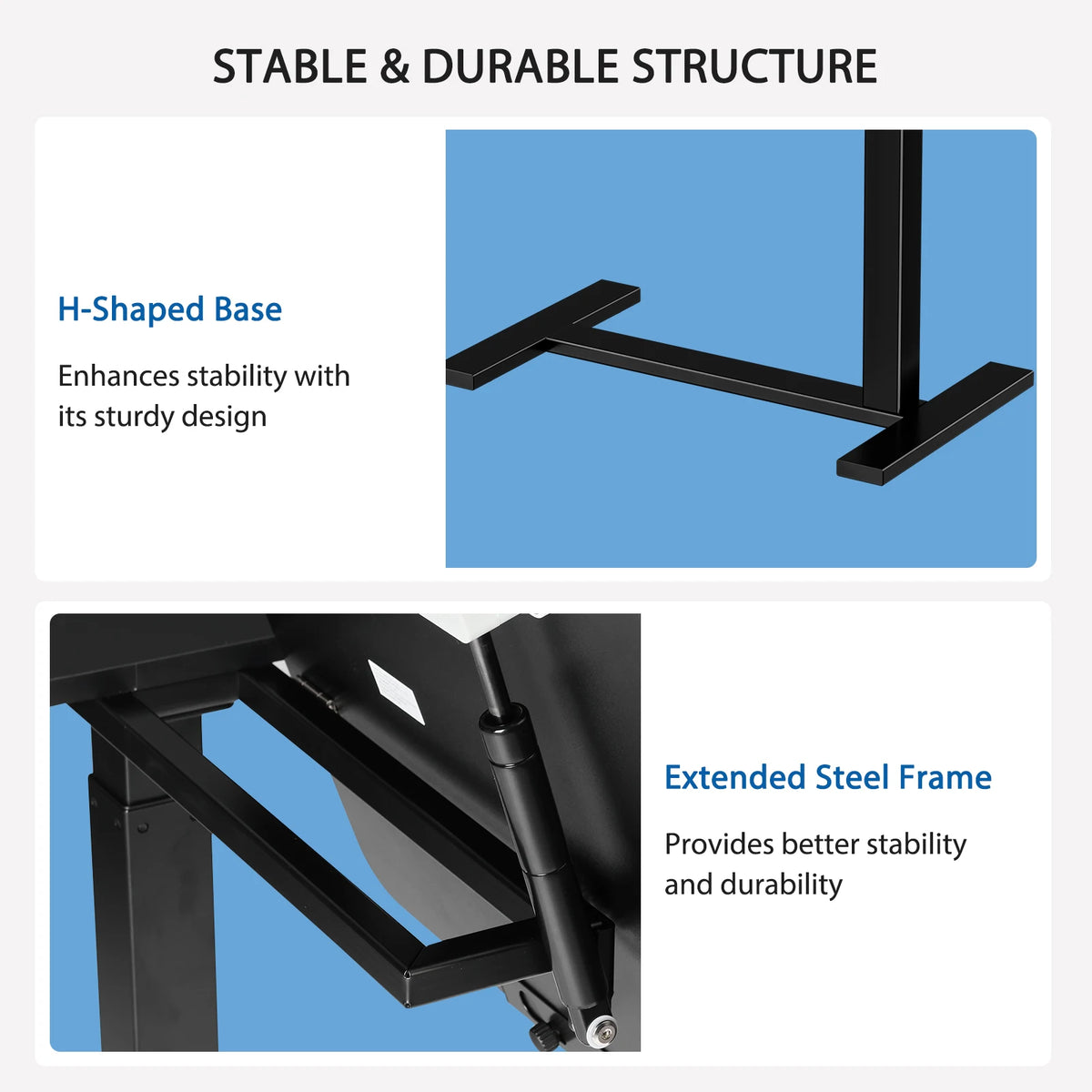 JHK Adjustable Height Overbed Flip Desk With Tilt Top
