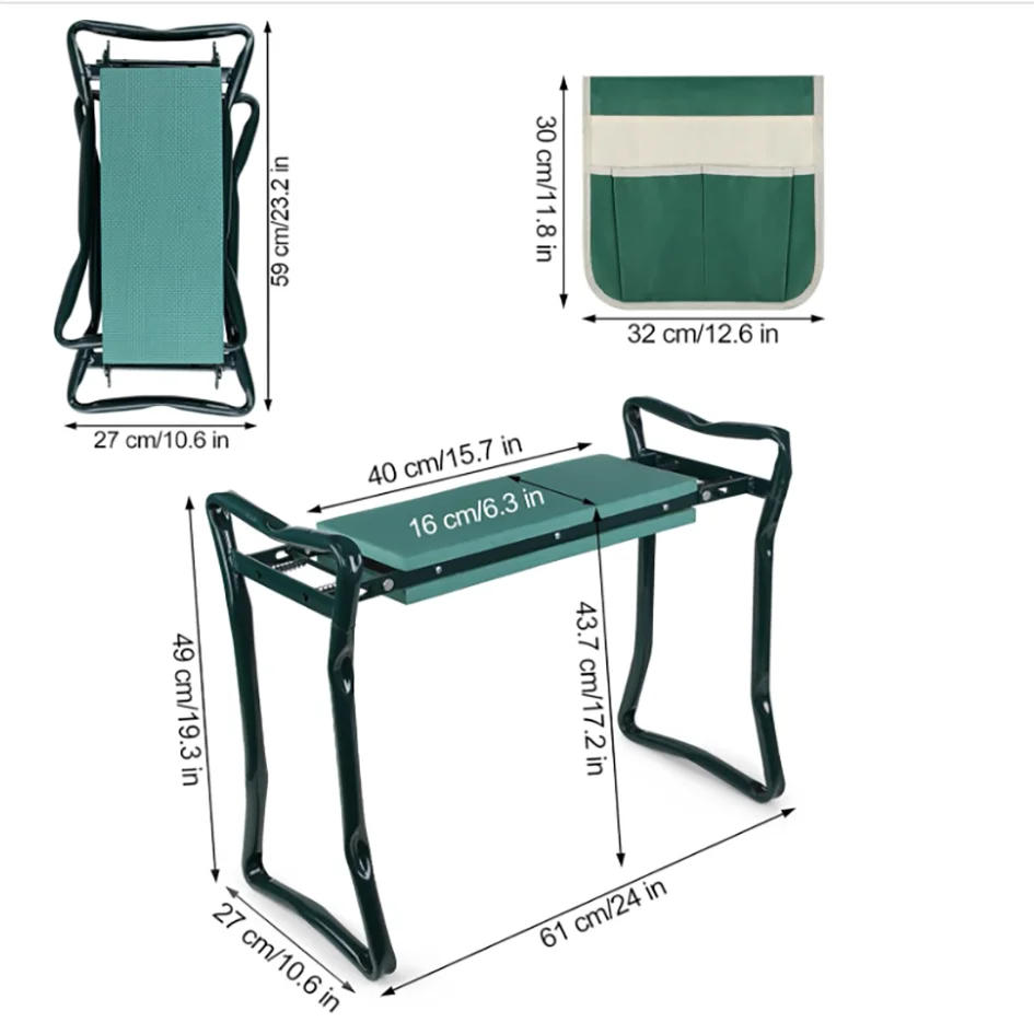 Foldable Garden Kneeler Seat With Durable Foam Cushion