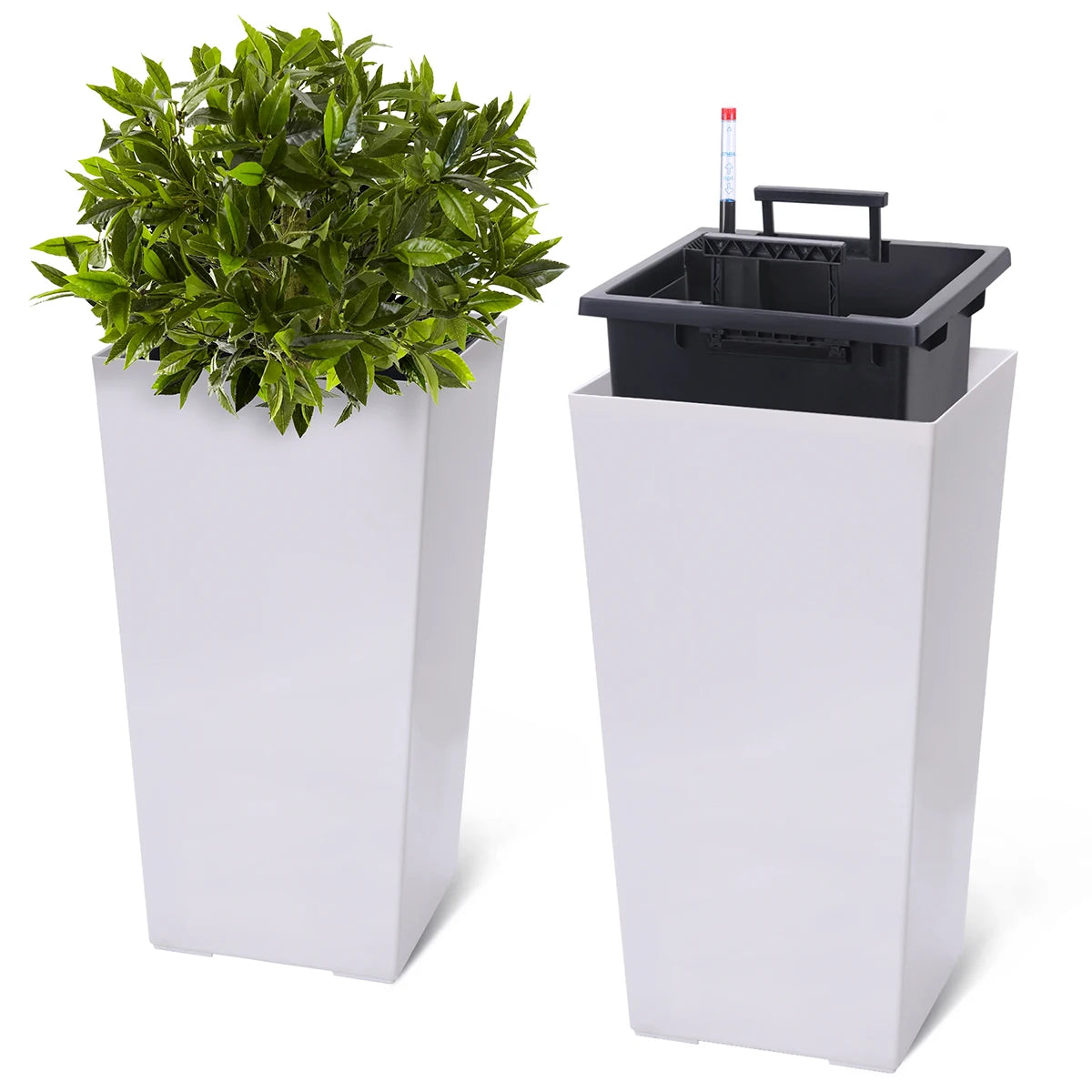 Twister.Ck Rectangular Planters With Drainage And Water Monitor