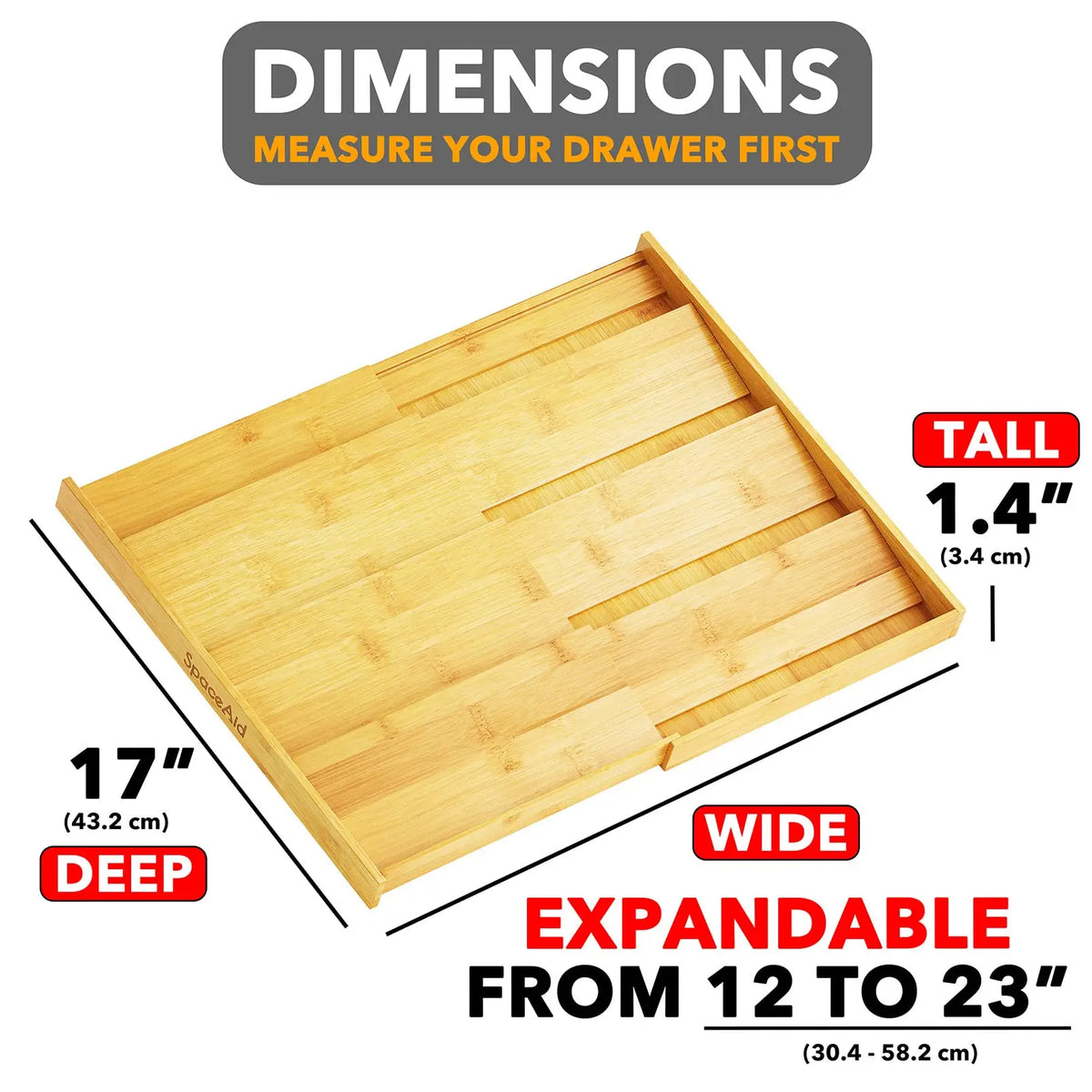 SpaceAid Bamboo Spice Drawer Organizer For Kitchen Cabinet